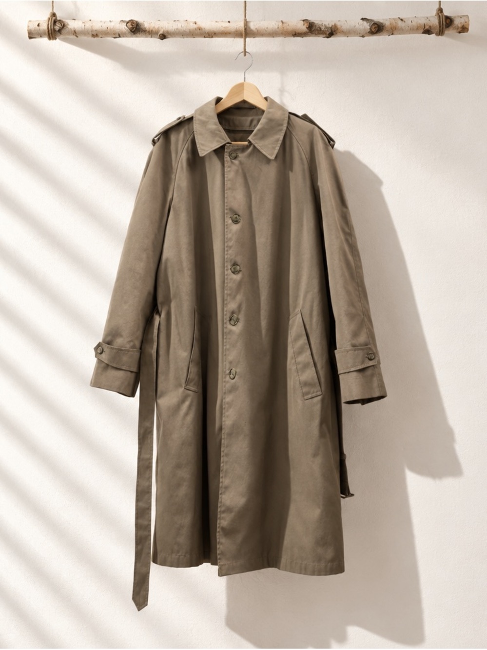 Men's Botany 500 Khaki Trench Coat - Classic Long Overcoat